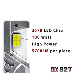 Hyuga หลอดไฟหน้ารถยนต์ LED 12.3V 50W 5700LM GX827สีขาว6500K ~ 7000K กันน้ำ IP68อลูมิเนียมแพ็ค2ชิ้น - Product Image 3