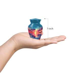 Puesta de sol sobre urnas de agua para cenizas humanas Metal para cenizas adultos personalizado para cenizas de mamá urnas funerarias urna conmemorativa - Product Image 2