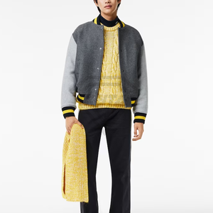 Chaqueta Varsity de Lana Personalizada Premium para Hombre, Chaqueta Bomber de Alta Calidad, Abrigo de Invierno Gris de Dos Tonos, Fabricante - Product Image 2