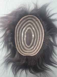 Peluca de Encaje PU para Hombre, Prótesis Capilar de Cabello Remy Indio con Ondas Naturales y Estilos Lacio Rizado, Peso 40-80g - Product Image 6