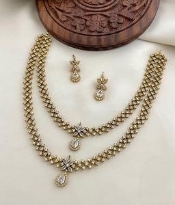 Elegante lujo Moissanite Esmeralda Polki conjunto de collar de doble capa Para Boda y Kundan joyería de moda nupcial - Product Image 2