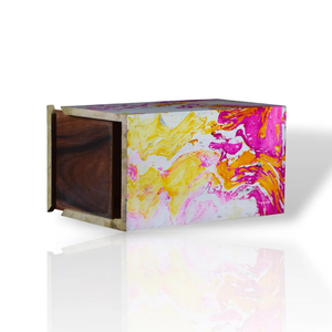 Urna de madera de mango artesanal diseño de acuarela abstracta recuerdo urna de cremación para cenizas - Product Image 3