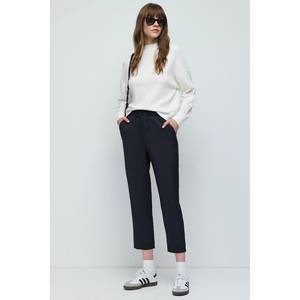 Pantalon décontracté taille haute élégant pour femme, confortable et respirant, en toile, longueur midi, taille XL, pour le bureau - Product Image 2