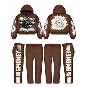 Ensemble de survêtement en molleton de coton lourd OEM 450 GSM, sweat-shirt et pantalon surdimensionnés, logo personnalisé, impression sérigraphique, impression numérique directe - Product Image 2