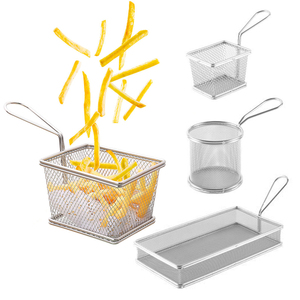 Mini panier à frites en acier inoxydable 304, panier à chips en maille métallique de qualité alimentaire avec poignée pour la restauration, la cuisine et <span class=keywords><strong>le</strong></span> service à table - Product Image 2