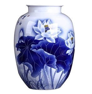 Jarrones de porcelana azul y blanca pintados a mano para el hogar, sala de estar, decoración de boda, decoración de centro de mesa - Product Image 1
