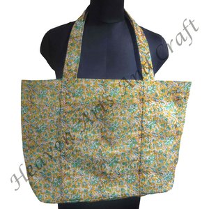 Hand Block Printed Tote Bags Hand Block Printed Cotton Canvas Carry <b>Handbags</b> Indian Hand Block Printed Cotton Canvas Shoulder - Product Image 5