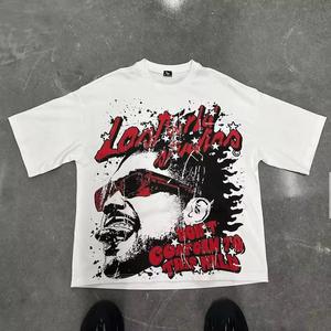 Logotipo personalizado 300GSM Streetwear Box Cut camiseta Heavyweight Cropped Top camiseta gráfica de algodón de gran tamaño Boxy Fit camiseta hombres - Product Image 6