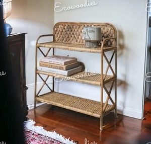 ชั้นวางของหวาย 3 ชั้น ทำมือ สำหรับตกแต่งบ้าน เฟอร์นิเจอร์ห้องนั่งเล่น ชั้นวางของหวายสำหรับตกแต่งบ้านและเฟอร์นิเจอร์ - Product Image 2