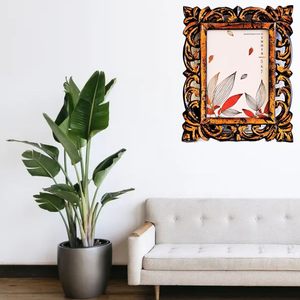 Marco de Fotos de Madera Tallada a Mano para Montar en la Pared y Exhibir en Mesas, Marco para Fotos de 5 x 7 - Decoración de Madera Tallada para el Hogar - Product Image 3