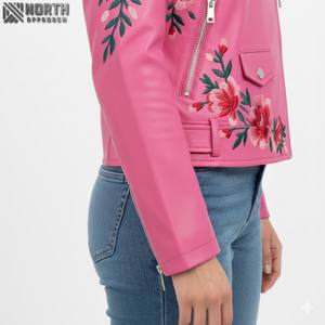 Venta al por mayor de invierno de las mujeres elegantes transpirable chaquetas de cuero personalizado con bolsillos y cremalleras - Product Image 4