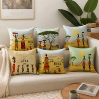 Housse de coussin décorative en polyester doux, motif artistique Portrait de Reine noire, style esthétique africain, pour canapé
