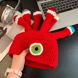 Chapeau de pêcheur tricoté à la main, motif pieuvre, dessin animé, fantaisie, pour fête, festival, cosplay, chapeau d'animal amusant, modèle courant - Product Image 5