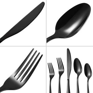 Ensemble de couverts en métal de qualité supérieure avec poignée au design royal fini noir pour la maison et le restaurant ensembles de couverts de vaisselle - Product Image 4