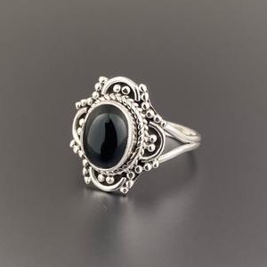 Bague parfaite en argent Sterling 925 naturel noir Onyx bijoux pierres précieuses bague faite à la main solide 925 argent Sterling timbre bague bijoux - Product Image 2