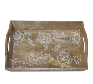 ถาดเสิร์ฟไม้มะม่วงพร้อมที่จับคู่สำหรับบริการขนมปังและเค้กเป็นมิตรกับสิ่งแวดล้อม - Product Image 1