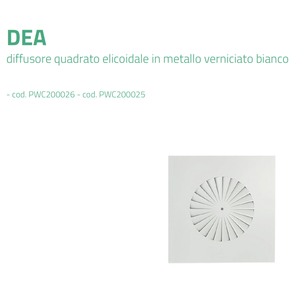 Diffuseur d'air carré hélicoïdal en métal peint blanc Tecnosystemi DEA avec 24/36 fentes et grilles pour climatiseur - Product Image 2