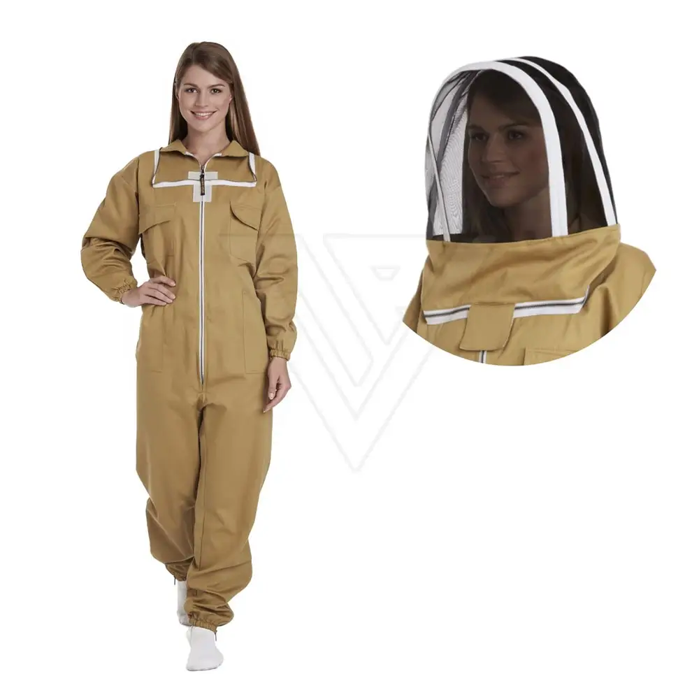 Super Thick Foldable Fencing Veil Coverall Bee Protecting with Front Zipper Beekeeping Suits Made of Pure Cotton