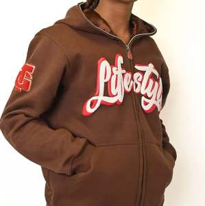 Sudaderas con capucha lisas Tela polar Peso pesado 52% Algodón Ropa de calle Diseño personalizado Sudadera con capucha para hombre - Product Image 4