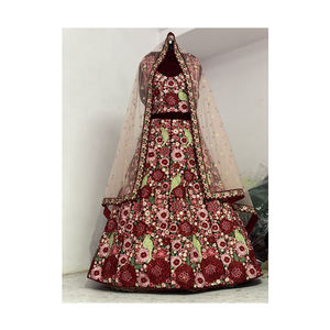 Meilleure qualité Design Unique velours belle broderie fleur travail indien mariage & fête vêtements Boutique mariée Lehenga Choli - Product Image 1