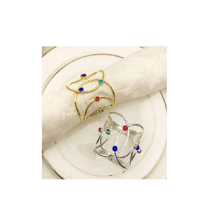 Soporte de anillo para servilletas de latón y plata dorada, para decoración de mesa de boda, anillos de servilletas de perlas y tamaño personalizado, gran oferta - Product Image 2