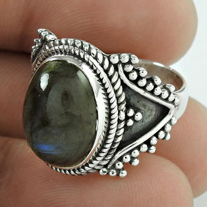 Nouveauté 925 bague en argent naturel bleu brillant Labradorite pierre précieuse brillant minimaliste belle bague de mariage dames fille bijoux - Product Image 1