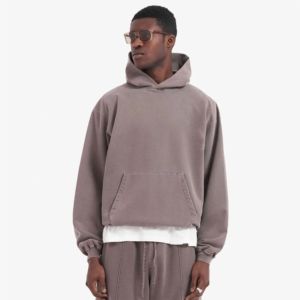 เสื้อฮู้ดแบบสวมหัวเสื้อมีฮู้ดสำหรับฤดูหนาวคุณภาพสูงผ้าฝ้าย100% ไหล่ตกแบบย้อนยุคปักโลโก้ได้ตามต้องการ - Product Image 2