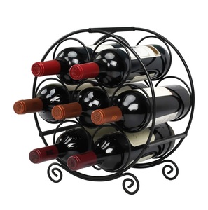 7 Bottles Countertop <b>Wine</b> Organizer Stand Double Tiers Metal <b>Free</b> <b>Standing</b> <b>Wine</b> Storage Holder Water Bottle Holder Stand-Black - Product Image 1