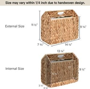 Porte-revues en jacinthe d'eau tissé à la main de la meilleure qualité: support en osier naturel avec séparateurs pour salle de bain ou bureau - Product Image 2