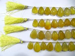 Natural Chalcedony Pear Heart Shape 15 to 20mm Plain Smooth <b>Beads</b> sold Per Strand 8 inches Long Gemstone Yellow <b>Stone</b> <b>beads</b> - Product Image 2