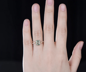 Venta caliente de fábrica hecho a mano S925 anillo de bodas de plata esterlina mujeres geométricas verde musgo ágata rectángulo forma diamante dedos - Product Image 5