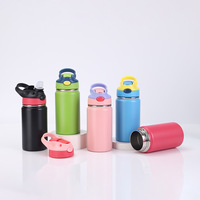 Botol Minum Anak Stainless Steel dengan Sedotan, Tutup Lipat, dan Pegangan untuk Sekolah, Grosir OEM