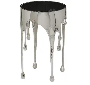 Table basse ronde en aluminium au Design complexe, couleur argent, Glam moderne, en métal