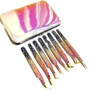 Pince à épiler professionnelle d'extension de cils en acier inoxydable avec logo personnalisé Sac DHL pointu avec revêtement en papier Yeux en PVC Western Fedex dorés - Product Image 2