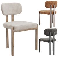 Chaise de salle à manger contemporaine en cuir durable, tissus bouclés performants, lin noir résistant aux taches, pieds en bois, maison moderne