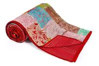 Vintage Kantha courtepointes à la main vieux indien Patola couverture Floral réversible couvre-lit coton King Size Patchwork Technique