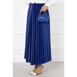 Jupe longue en satin Saks Color avec taille empire respirante, style uni, fente décorative imprimée, idéale pour l'été - Product Image 2