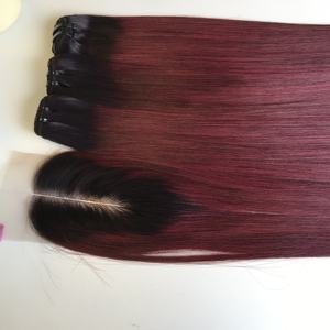 Extensiones de cabello vietnamita de colores de lujo Trama de máquina Cabello vietnamita crudo Premium Ombre Color rojo y cabello teñido - Product Image 5