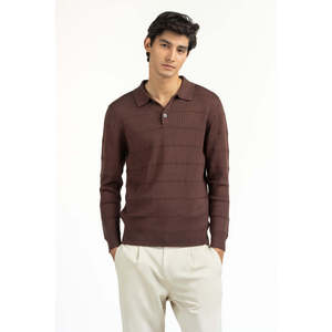 เสื้อสเวตเตอร์ผู้ชายทรงปกติ ผ้าฝ้ายถัก 100% รุ่น MN-SWT-WS25-065B ปิดซิป กระดุมลายพิมพ์ ลายทาง โลโก้ สำหรับฤดูใบไม้ผลิ - Product Image 4