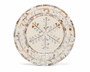 Luxury Wood Resin MOP Inlay Serving <b>Tray</b> Handcrafted Mother of Pearl Decorative <b>Round</b> Platter for Coffee <b>Table</b> Dining & Kitchen - Product Image 2