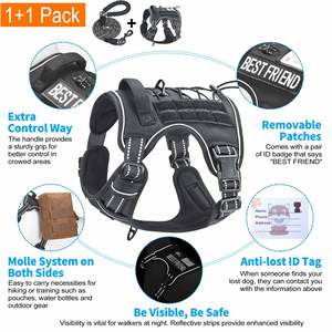 犬用ハーネスペットハーネス高級犬用セット戦術的犬用ハーネス引き止め調整可能反射犬用ハーネス - Product Image 4