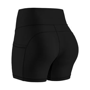 Pantalones cortos de mujer Fitness entrenamiento Yoga pantalones de cintura alta gimnasio correr Scrunch Butt Biker pantalones cortos con bolsillo para teléfono pantalones cortos para mujer - Product Image 4