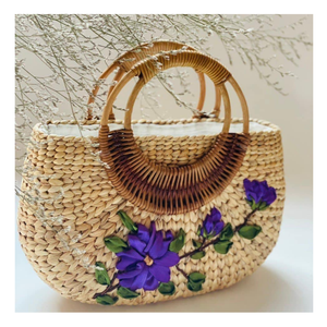 Handcrafted Water Hyacinth <b>Bag</b>: Vietnam Water Hyacinth <b>Straw</b>, Perfect <b>for</b> <b>Summer</b> Picnics and Sought-After Travel Style Staples - Product Image 2