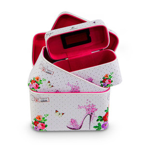 Large Capacity Cosmetic Bag Printed for Toiletry Travel Case 3-Piece Diamond Dot Pattern <b>Makeup</b> Organizer <b>Box</b> with Zipper - Product Image 3