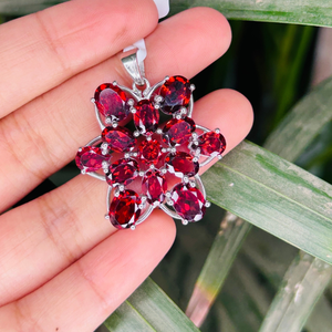 Colgantes con forma de estrella granate de forma ovalada y redonda genuina, fabricante de joyas, el mejor proveedor superior, artículo al por mayor en pedido a granel - Product Image 3