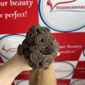 Vente en gros d'extensions de cheveux nouées à la main un donneur 100% peau humaine russe petite extension de cheveux nouée à la main - Product Image 1