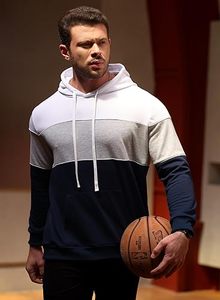 Sweat-shirt à capuche à manches longues pour homme - Sweat-shirt en polaire à blocs de couleur avec poche kangourou, respirant, vêtements décontractés d'hiver - Product Image 3