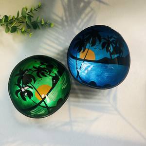 Cuenco de cáscara de Coco con pintura de laca de Color azul, cuenco de Coco Natural, vajilla, utensilio artesanal de Vietnam - Product Image 5