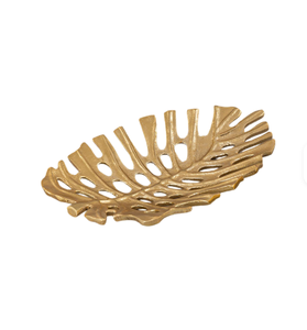 Metal Casting Leaf Shape Bowl Food Serving Tray & Bowl Tabletop Decorative Gold Antique Finished Bowl Leaf Shape - Product Image 4