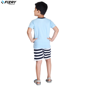 Camisetas y polos de algodón de manga corta azul claro de FIZAY ENTERPRISES para niños, estampado de logotipo personalizado, estilo informal de franela - Product Image 3